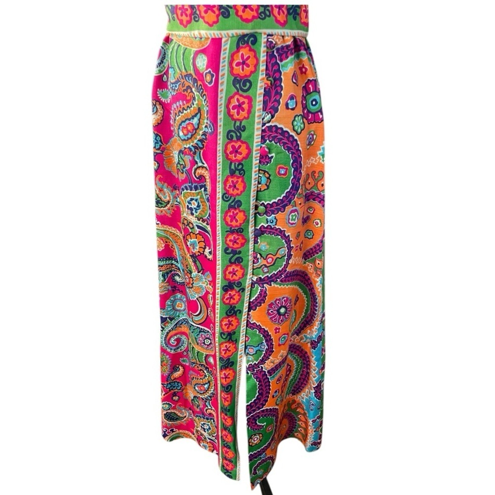 Vintage 60’s 70’s womens maxi day dress size 6 Psychedelic Mod colorful hippie - Picture 2 of 5